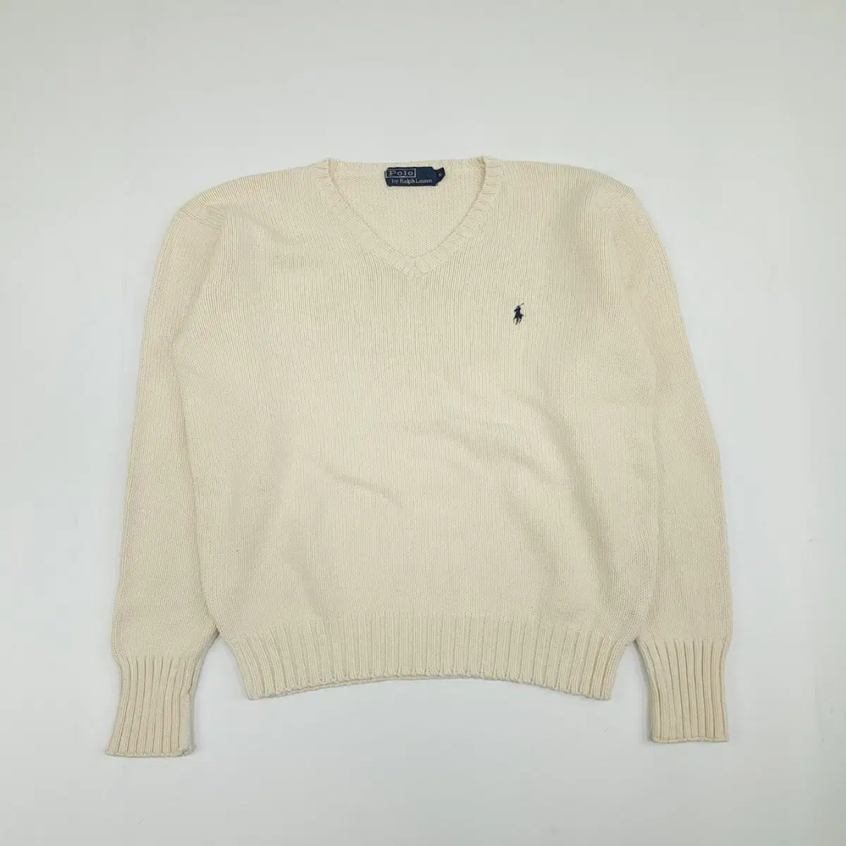 (CS089) S 폴로 랄프로렌 아이보리 브이넥 긴팔 니트 knit