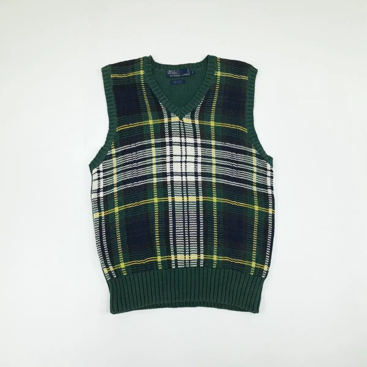 (CS090) M Polo Ralph Lauren Tartan check vest knit