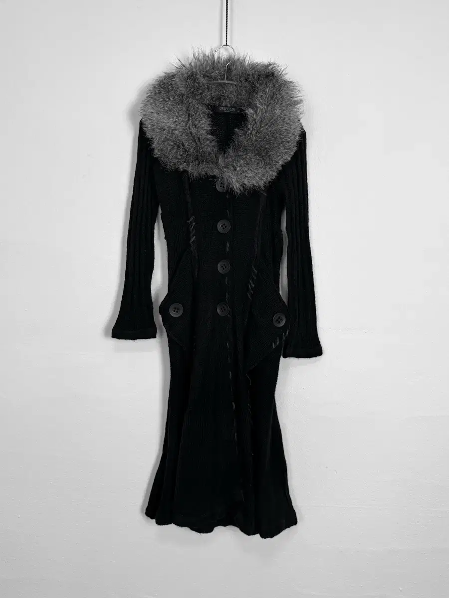 Grifflin Paris knitted fur collar coat