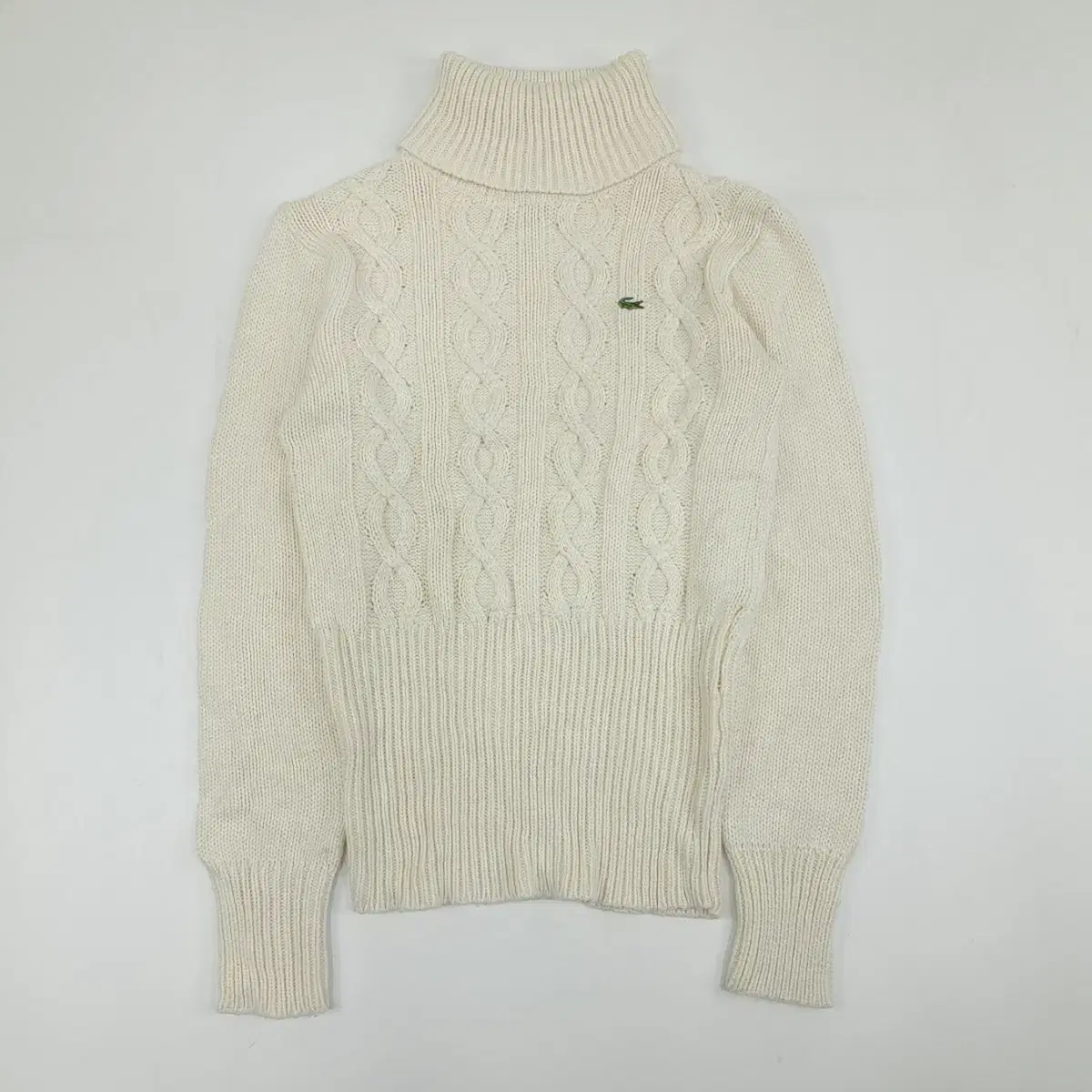 (CS099)L 라코스테 꽈배기 아이보리 터틀넥 긴팔 니트 knit 여성