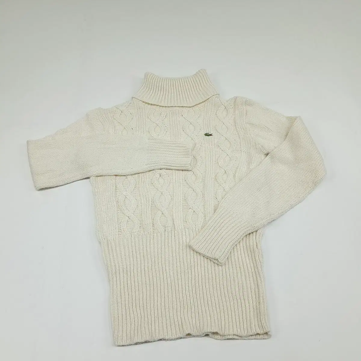 (CS099)L 라코스테 꽈배기 아이보리 터틀넥 긴팔 니트 knit 여성