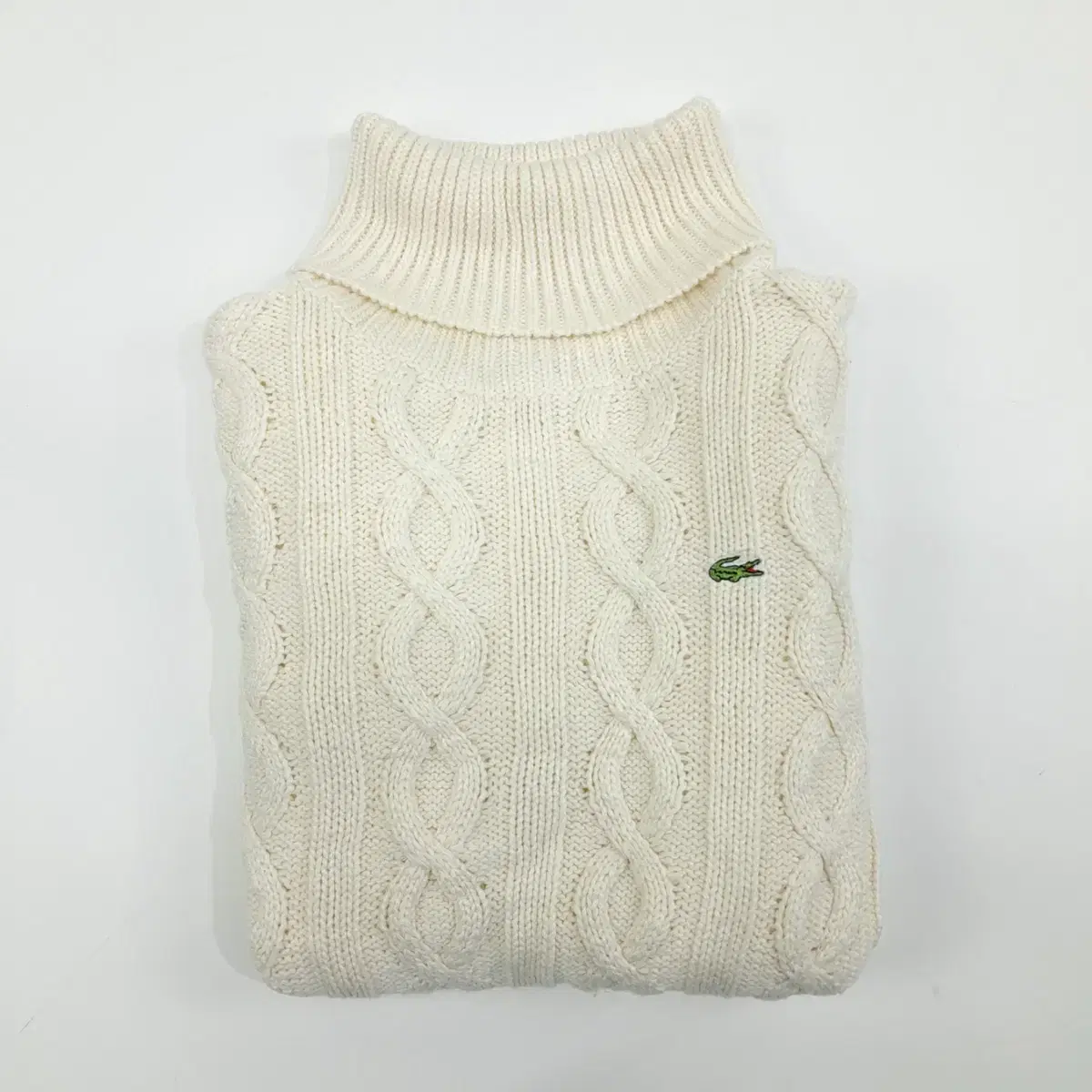 (CS099)L 라코스테 꽈배기 아이보리 터틀넥 긴팔 니트 knit 여성