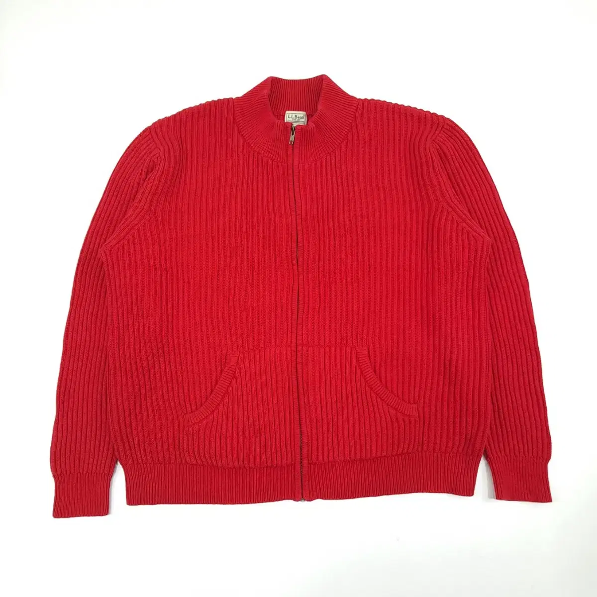 (CS103)2XL L Elvin Red Zip-Up Knit Sweater knit