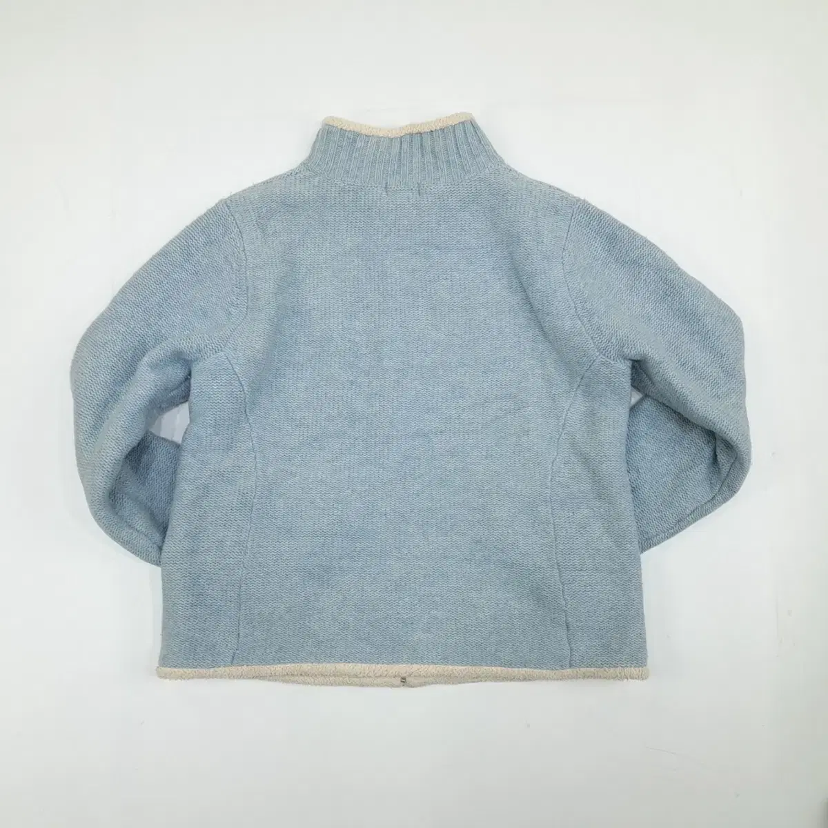 (CS104)M 엘엘빈 스카이블루 집업 램스울 셰르파 니트 knit