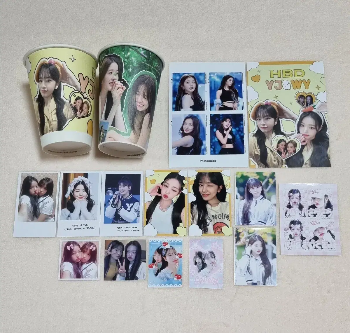 NEW ive hiiz birthday cafe goods set wonyoung yujin paper cups