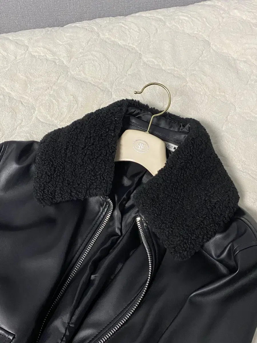 ZARA Leather jacket with removable kara fur