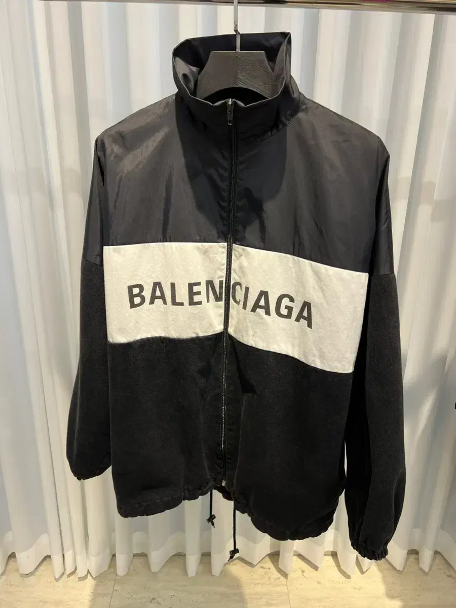 (34) Balenciaga Denim Poplin Navy Gray Poplin Jacket