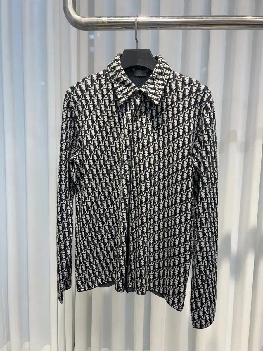 (L) Dior Oblique Knit Shirt Jacquard Jacket