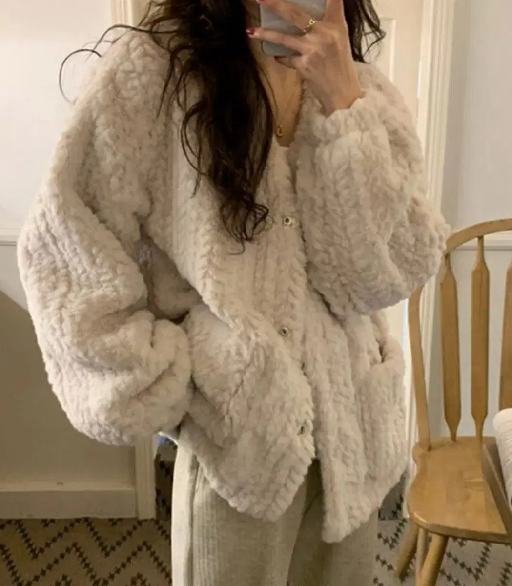 Abby Pretzel Button Fur Jacket