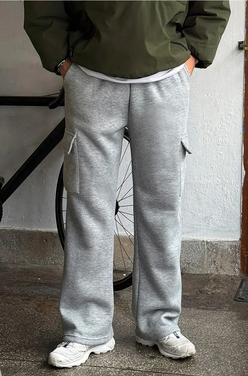 [for men and women] 1+1 brushed cargo banding sweatpants M-3XL