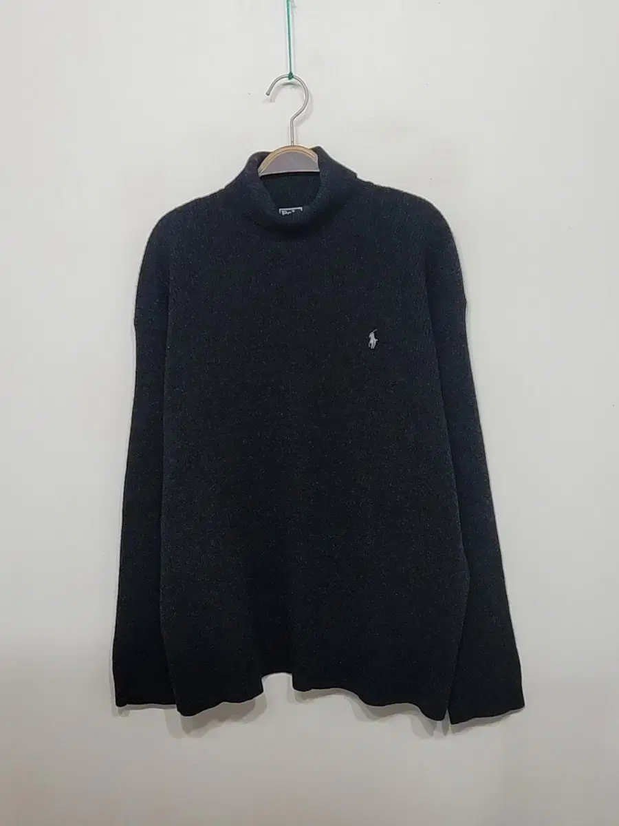 (105) Ralph Lauren Polo Turtleneck Knit Charcoal Ribbed Neck Pola Sweater