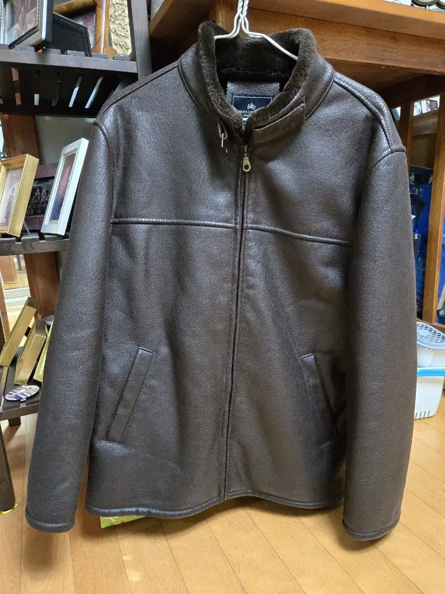 Deep Brown Cracked Leather Jumper (95)