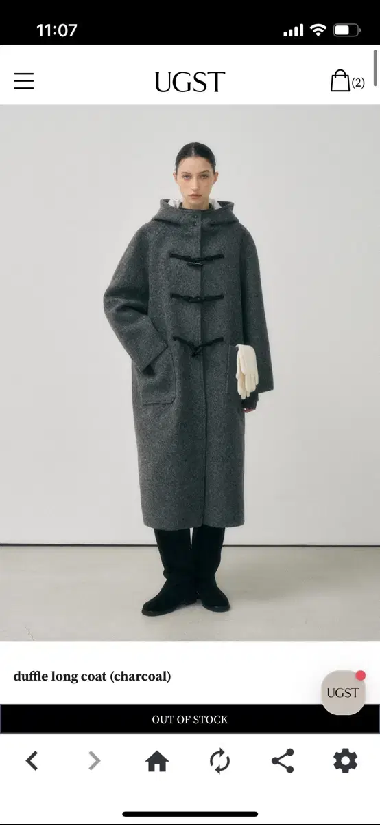 어그스트 duffle long coat (charcoal) 더블롱코트