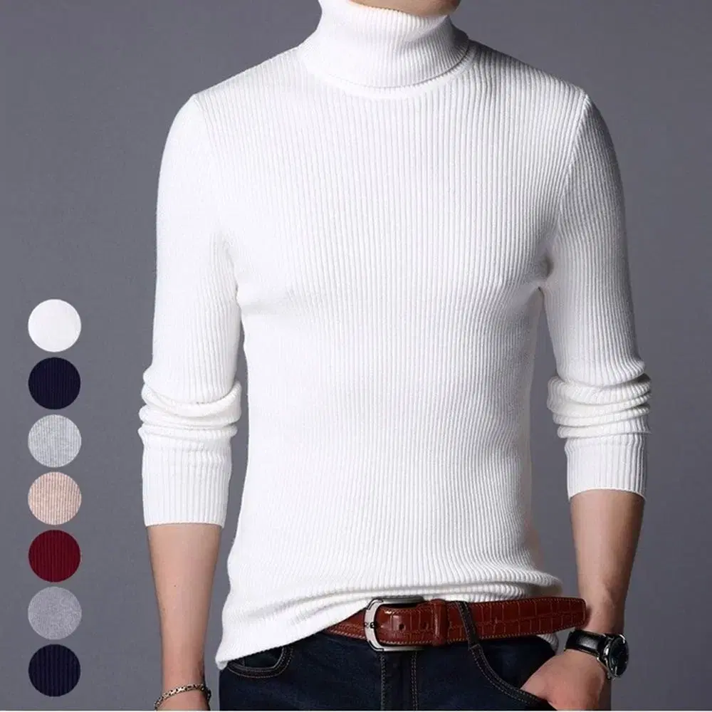 Men's Ribbed Neck Pola Turtleneck Long Sleeve T-Shirt