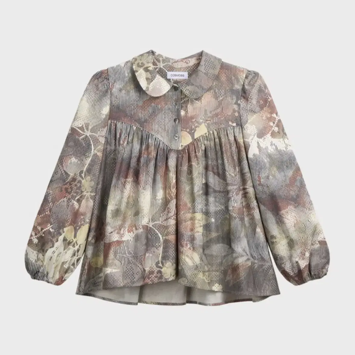 cosmosss jacquard shirring puff blouse