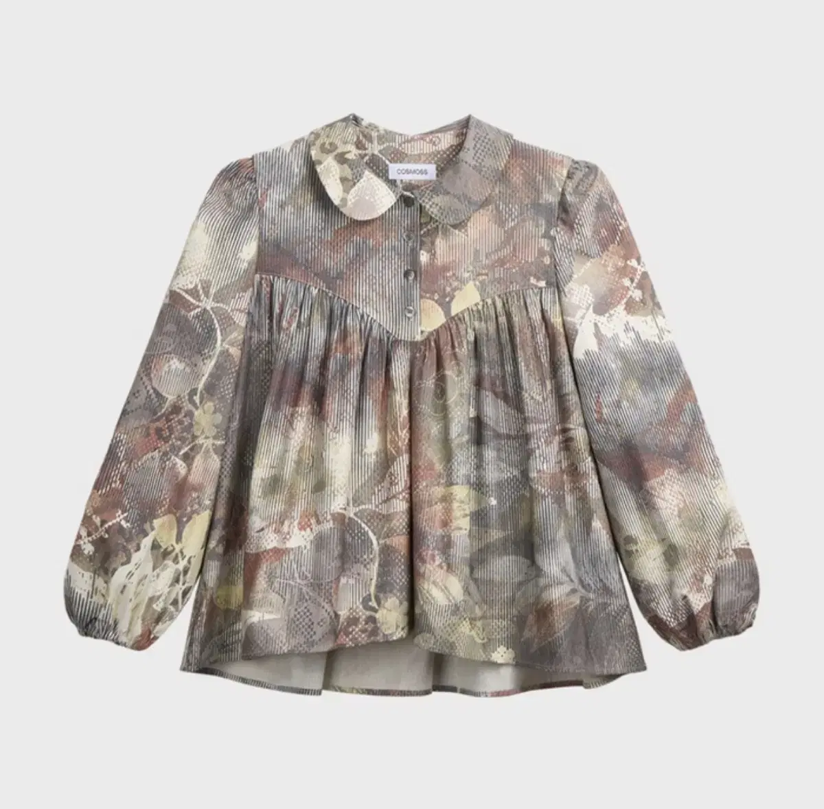 cosmosss jacquard shirring puff blouse