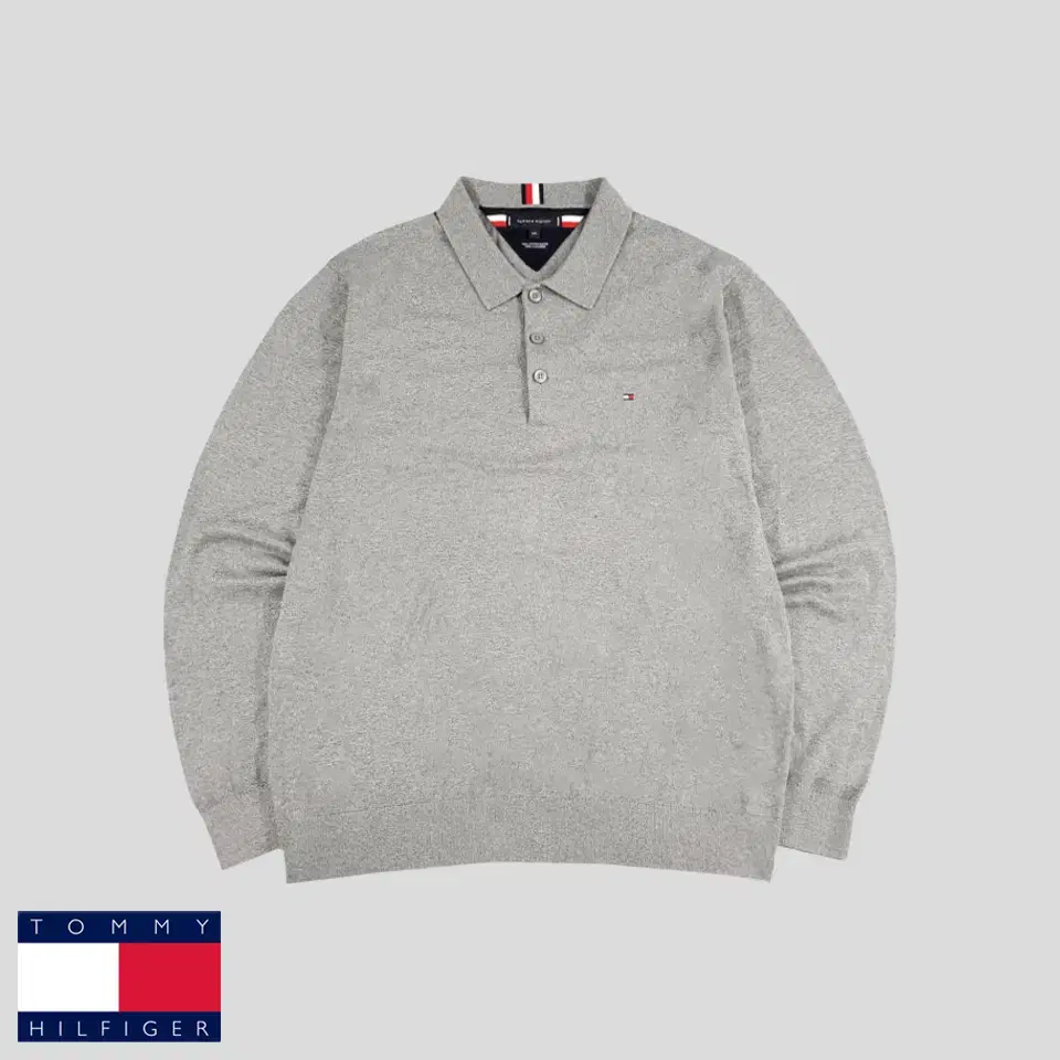 Tommy Hilfiger Gray Tommy logo pima cotton-cashmere blend half-button kara neck knit