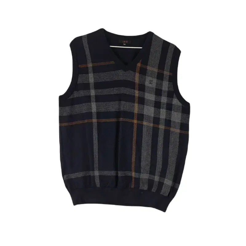 E8751 Duck100 Navy Check V-Neck Knit Vest/Dirk