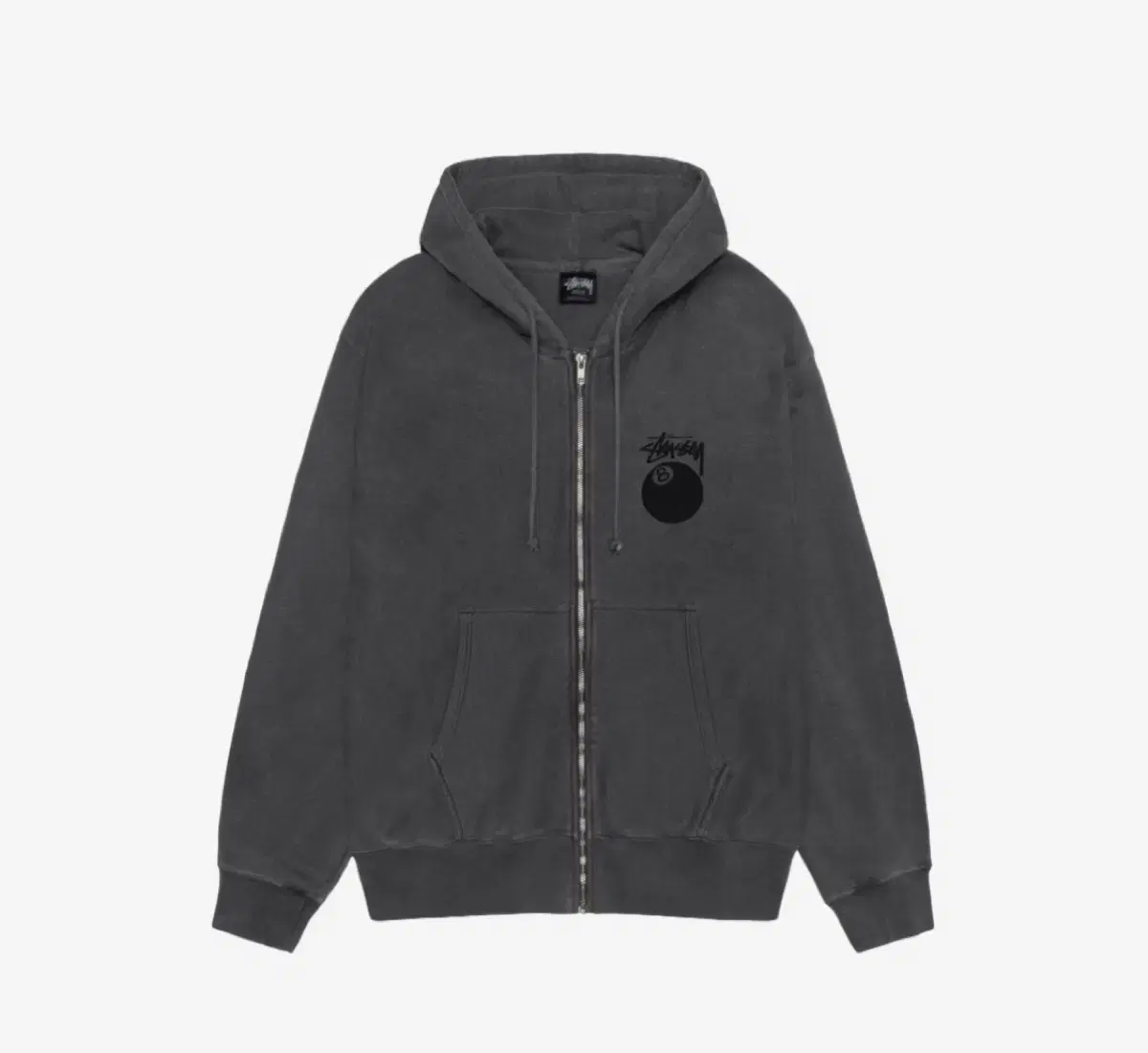 [L] Stussy 8-Ball Pigment Dyed-in-the-Wool House Hoodie Black