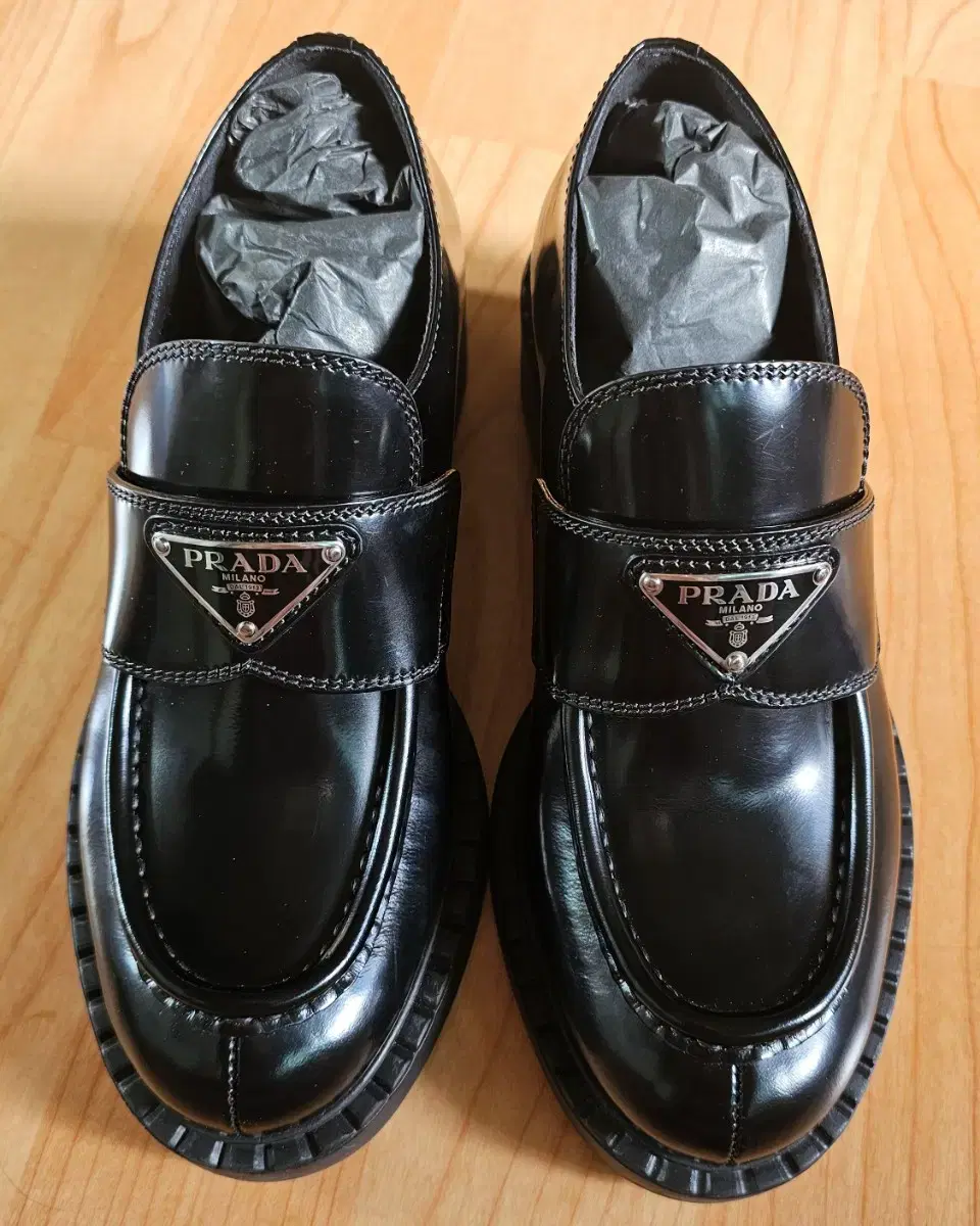 Prada Chocolate Brushed Loafers 225 Black