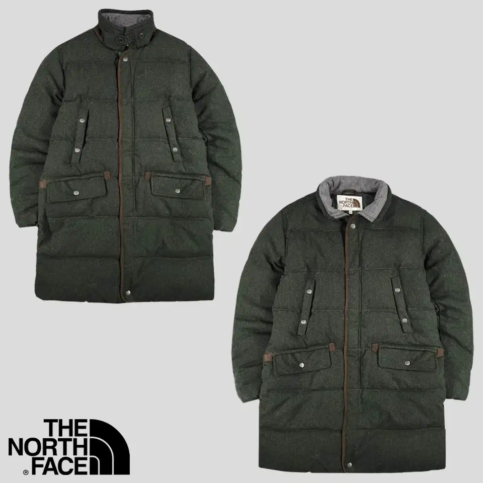 The North Face White Belle Deep Khaki Bokashi Brown LeatherPatch Two-Way Hideaway Wool