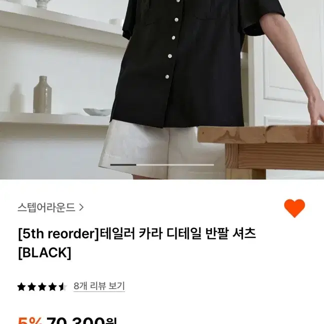 스텝어라운드 테일러카라 디테일 반팔셔츠 (black)