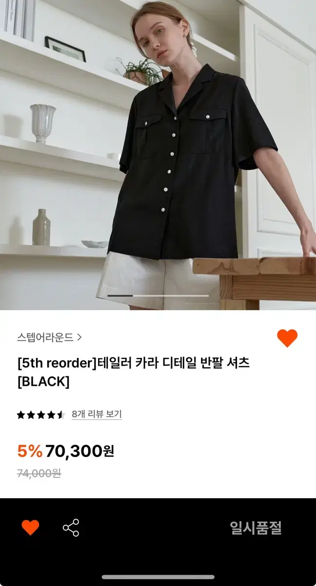 스텝어라운드 테일러카라 디테일 반팔셔츠 (black)