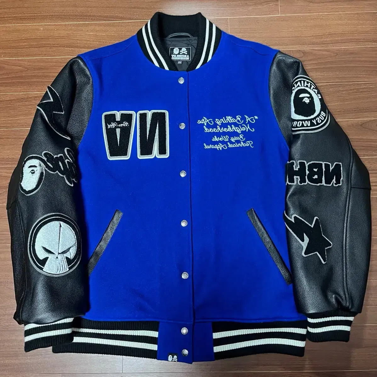 BAPE X Neighborhood Varsity Jacket Blue