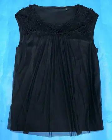 랑방쉬폰 레이스 상의 L 블랙 USED