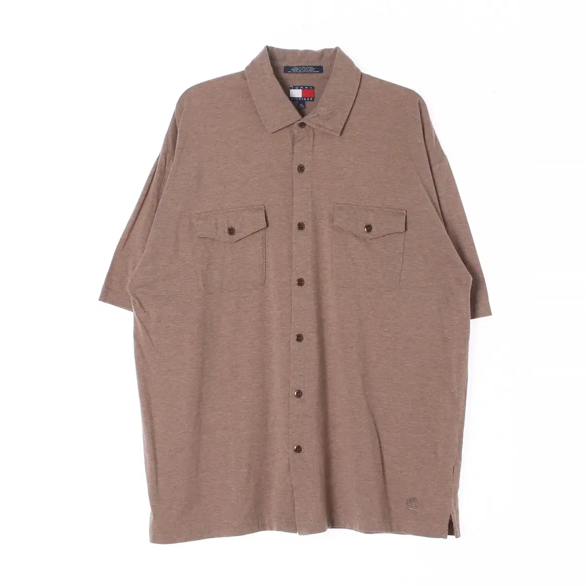 [XL]Tommy Hilfiger Brown Pocket Cotton Shirt T-shirt