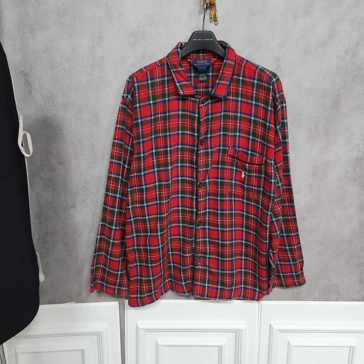 M-L)Polo check cotton shirt