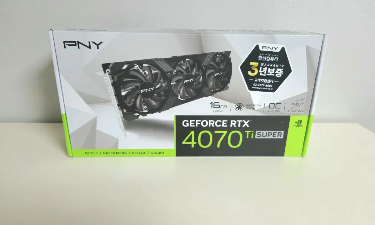 (미개봉) PNY RTX 4070 Ti SUPER OC D6X 16GB