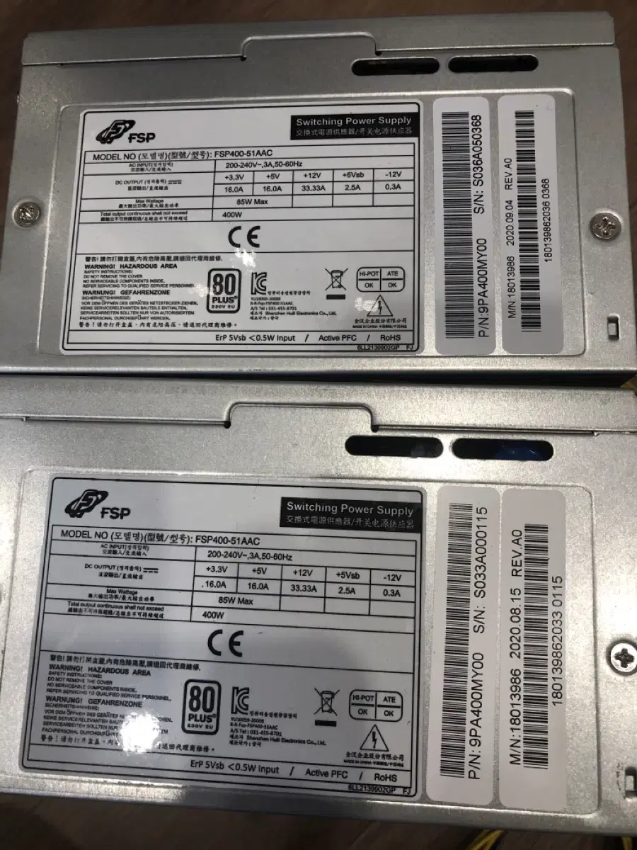 파워 Fsp 400w 80+ (34A 암페어 )2개 팝니다