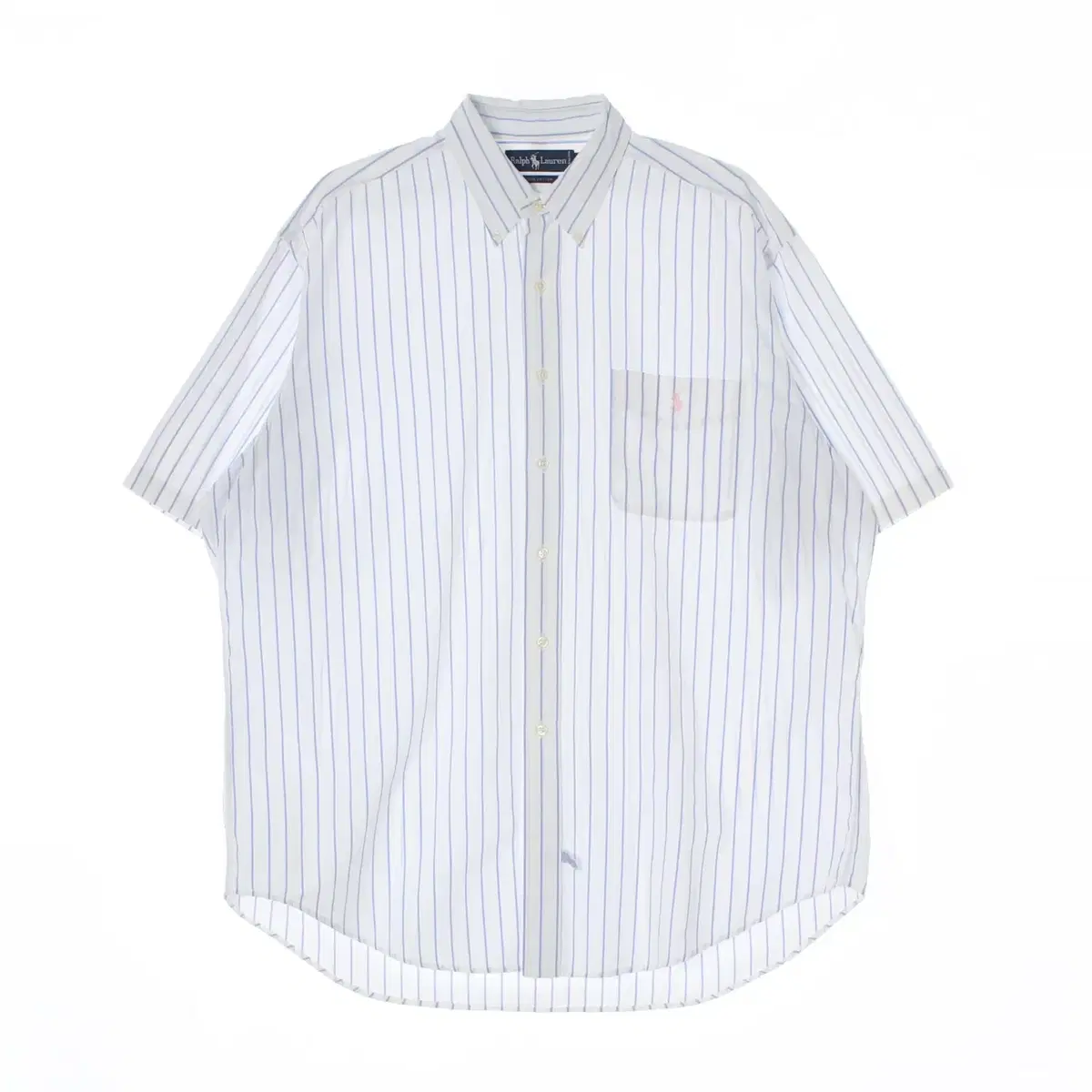 (Genuine)[XXL]Polo Ralph Lauren White Short Sleeve bloo Striped Shirt