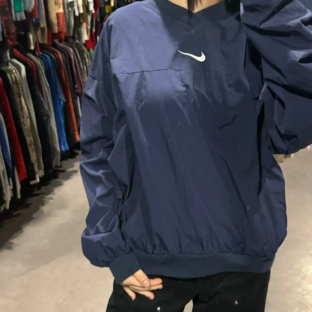 (066)NIKE 나이키 올드스쿨 스우시 배색 아노락웜업