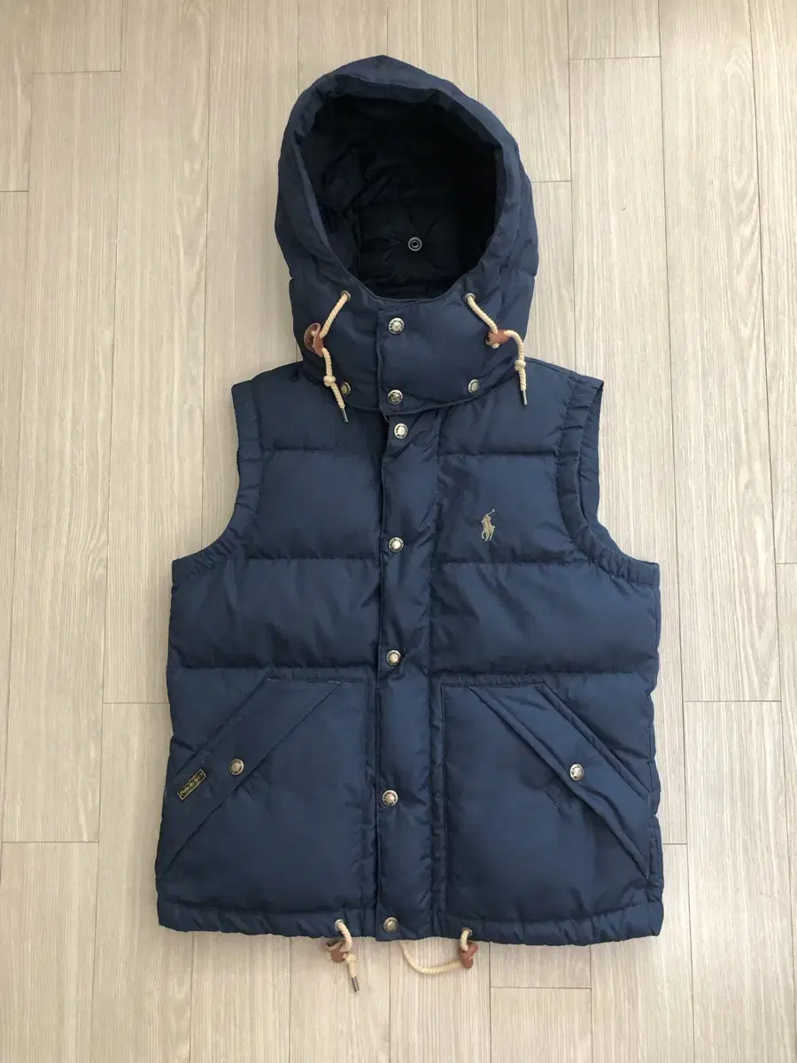 S170 size Polo Ralph Lauren duck down hooded padded vest genuine navy