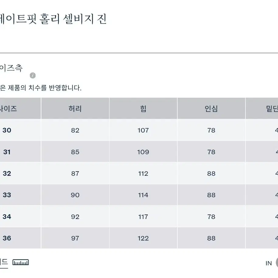 RRL(더블알엘) 스트레이트핏 홀리 셀비지 진