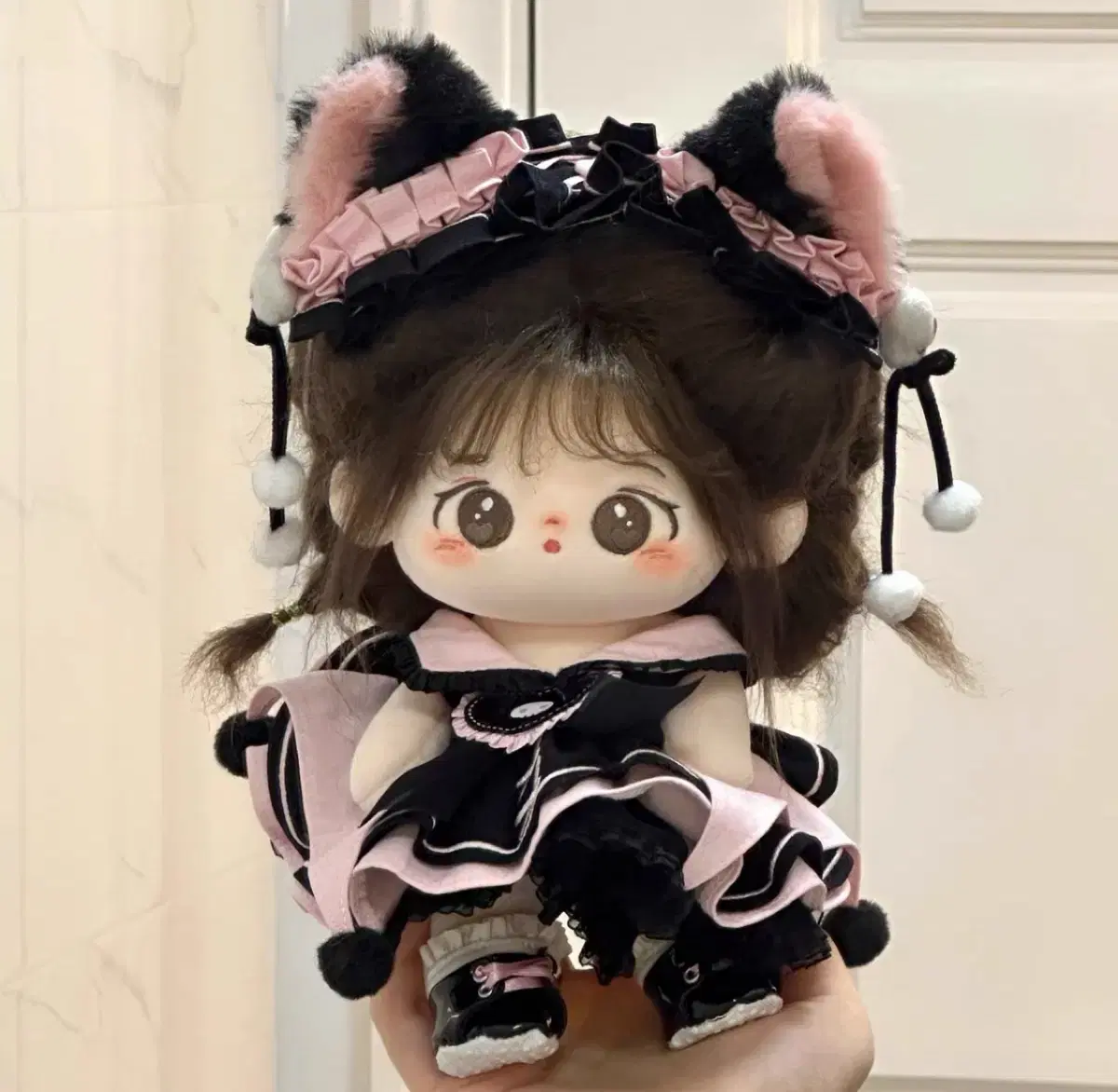 Shamanic 20cm Cotton Doll Clothes black pink Cat Clothes WTS