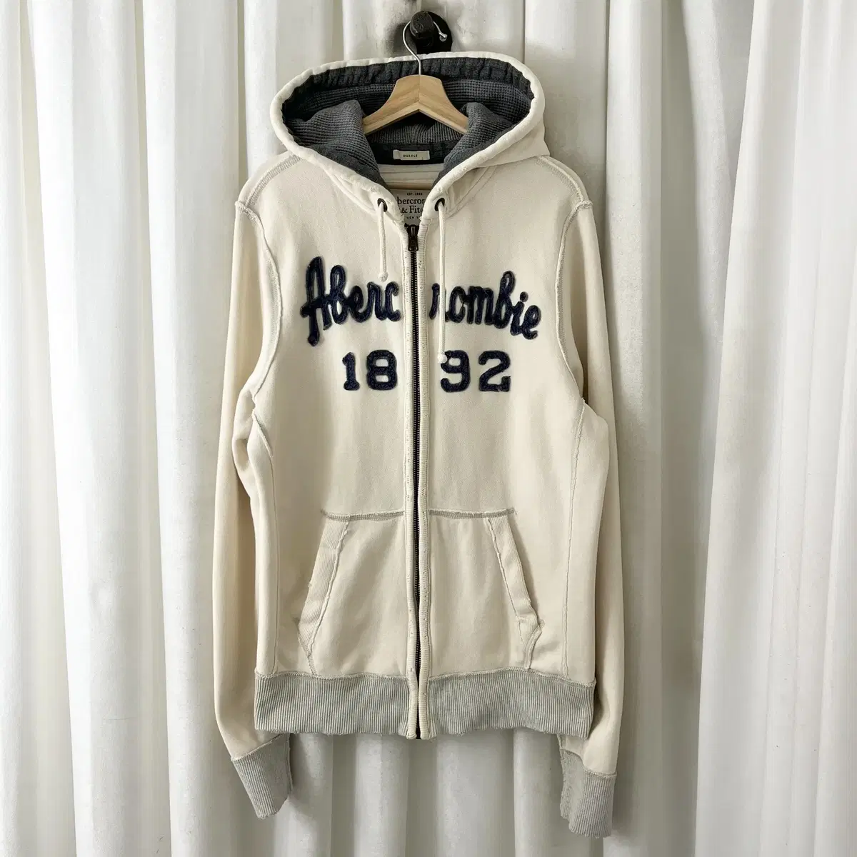 Abercrombie & Fitch Ivory 1892 Hooded Zip Up