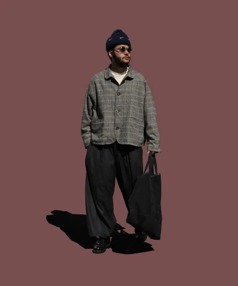 19AW sillage glen check cropped boxy work jacket