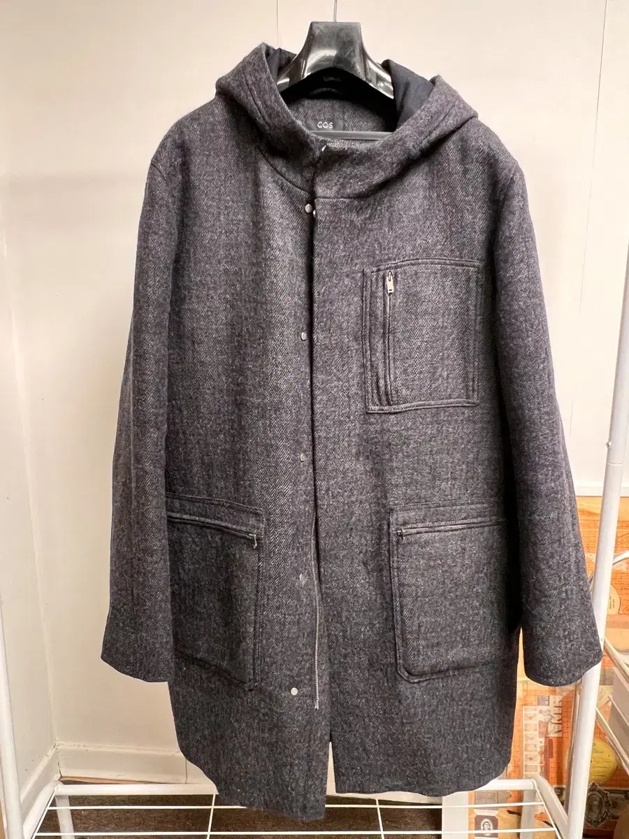 Cos Minimal Duffel Coat (100-105)Navy-Grey