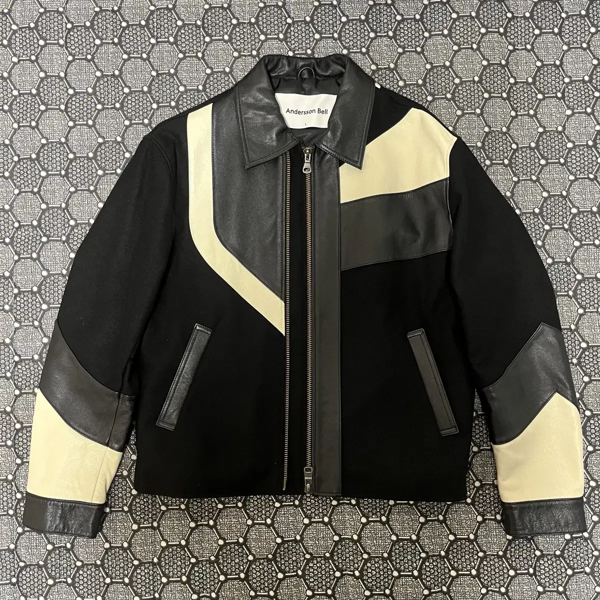 [L] Anderson Belle Motorcycle Varsity Jacket awa502m(BLACK)