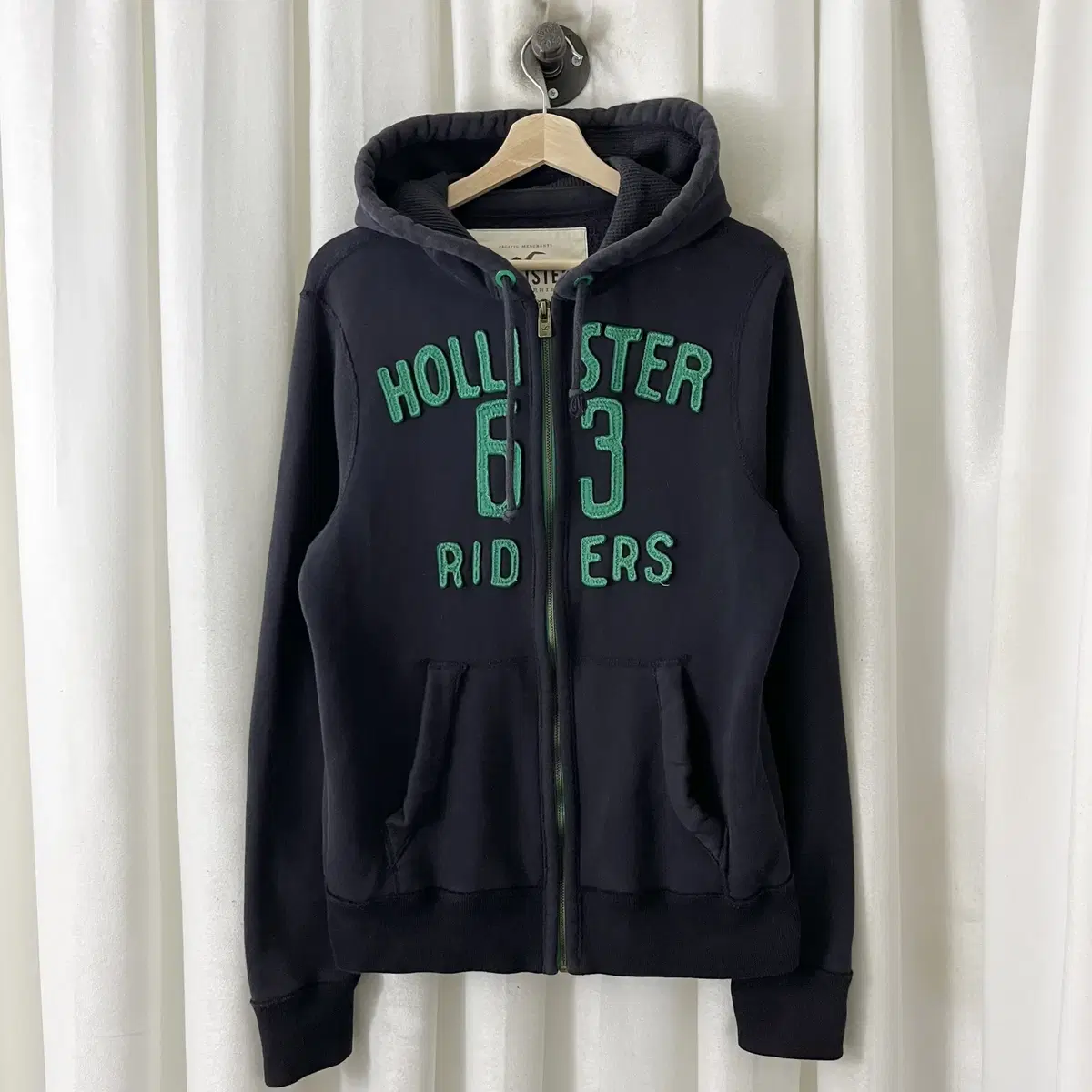 Hollister Navy Green Logo 63 Hooded Zip-up