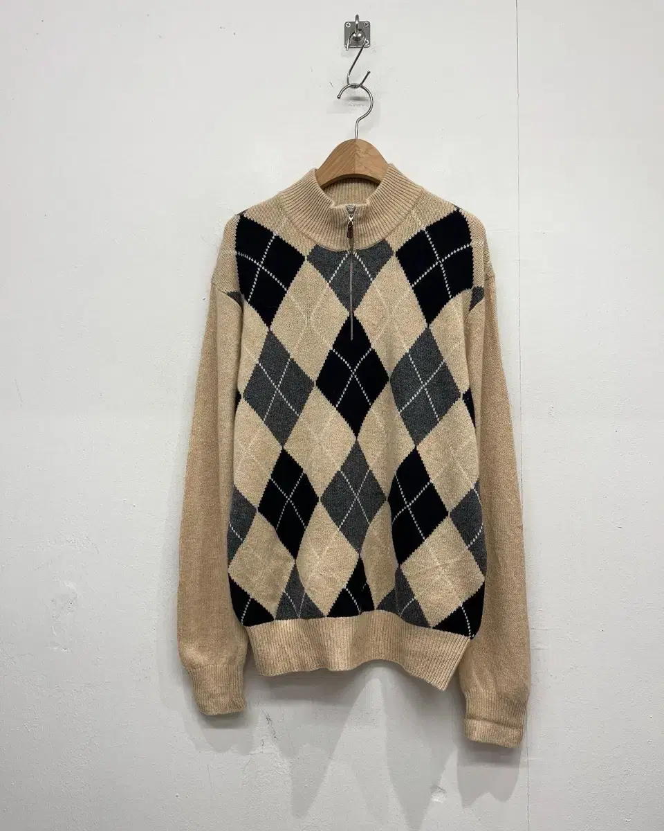 Jaypres Wool Argyle Vahn Zip-Up Knit