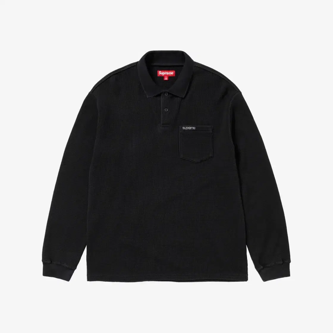 Same day shipping) Genuine L Supreme Thermal Long Sleeve Polo Black 23FW kara Long Sleeve