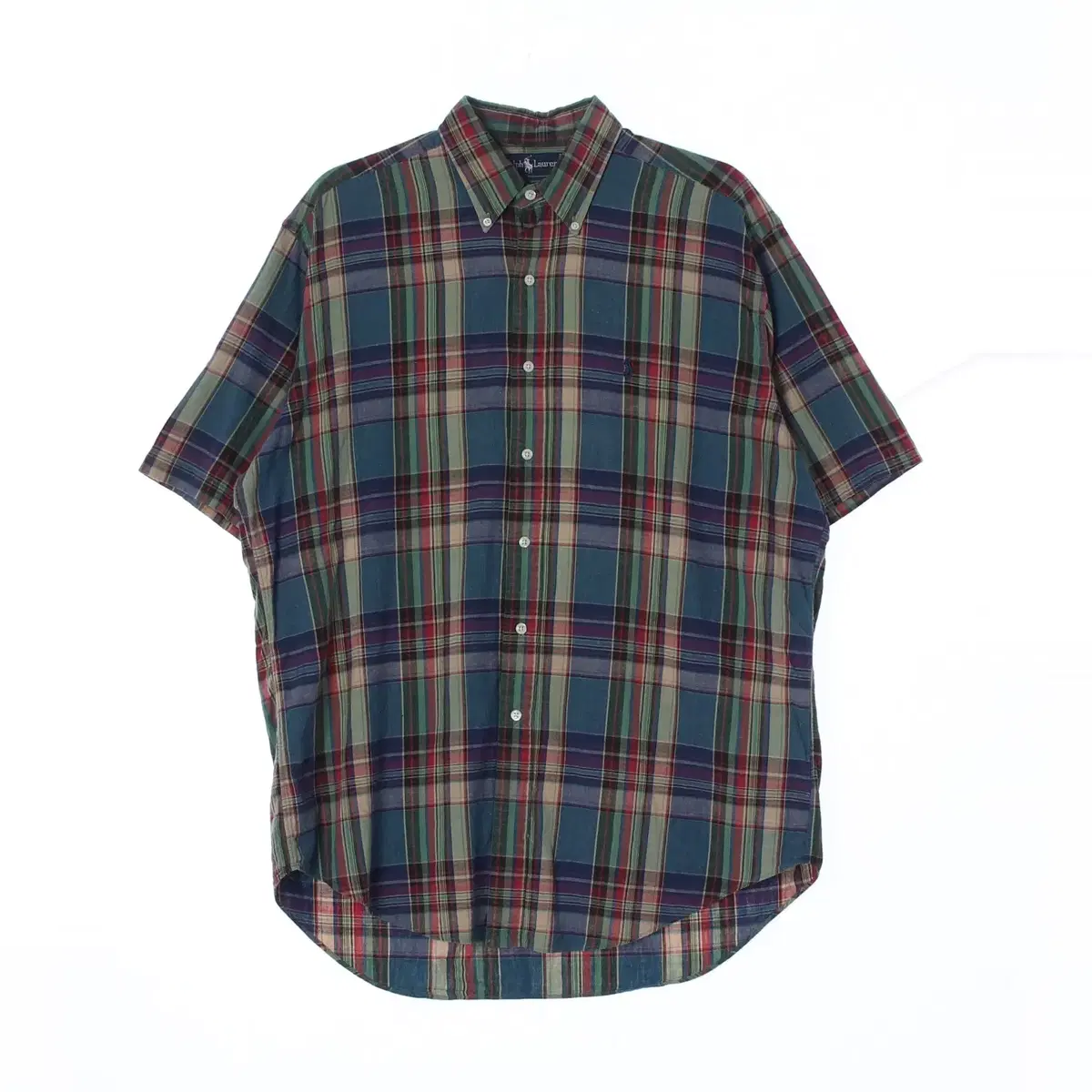 (Genuine)[XXL]Polo Ralph Lauren bloo Green Check Short-Sleeved Shirt