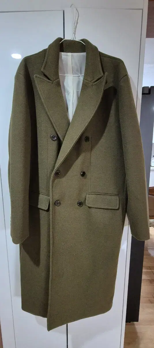 Khaki wool long coat