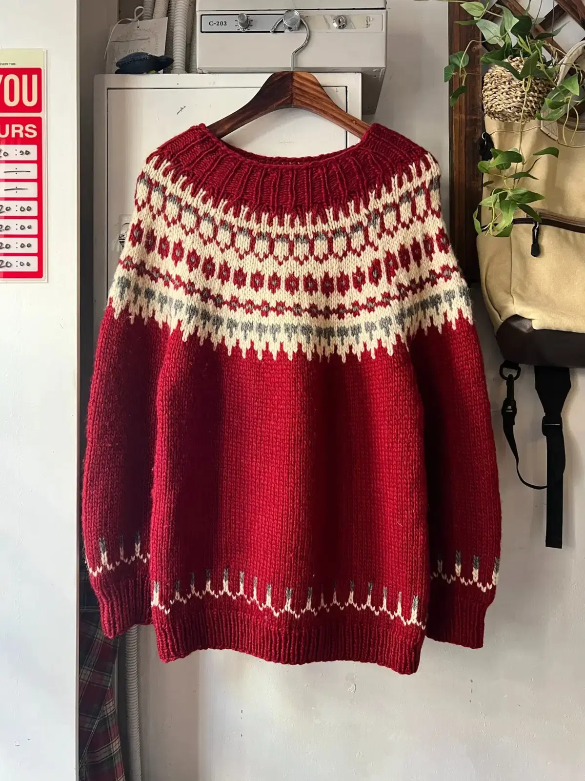 [M]90's European Vintage Nordic Pattern Wool Sweater Knit