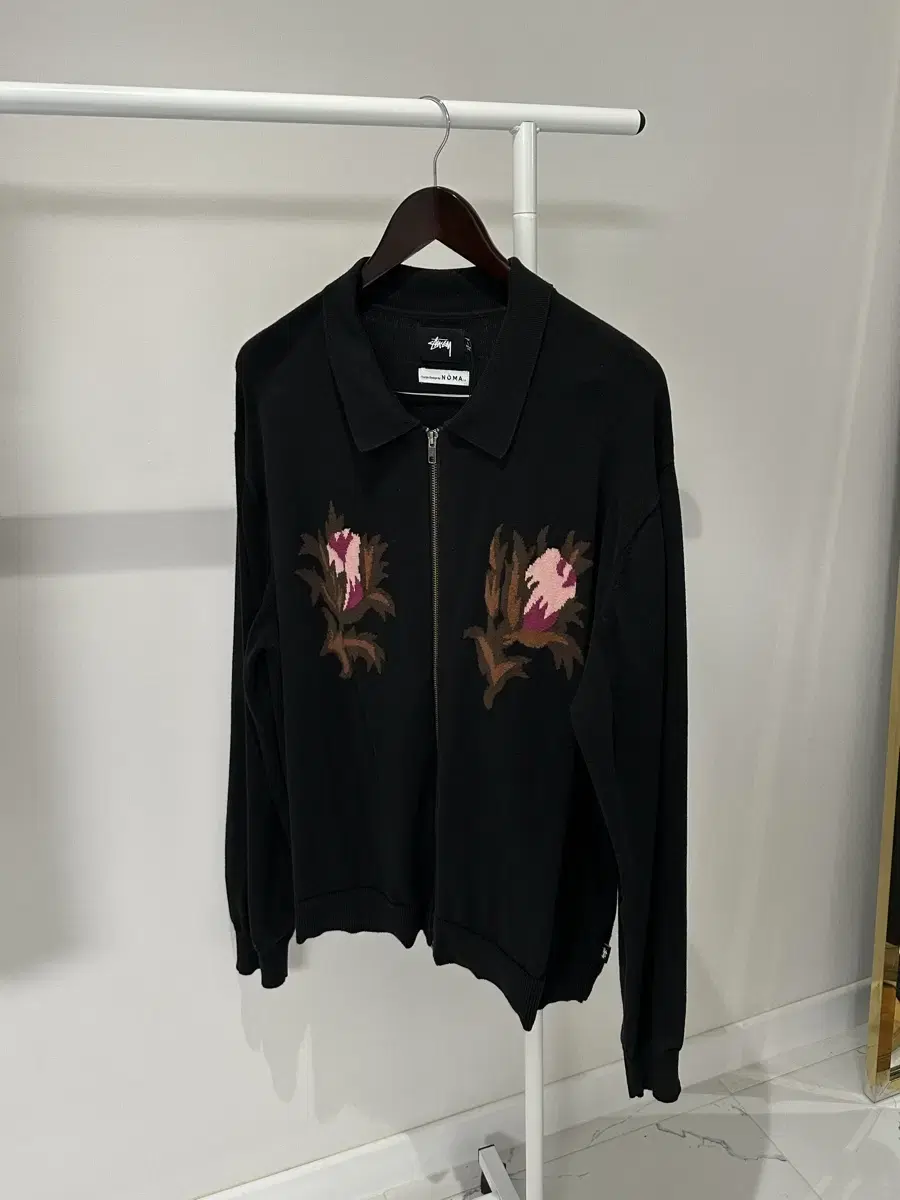 (XL)Stussy Rose Zip-Up Cardigan