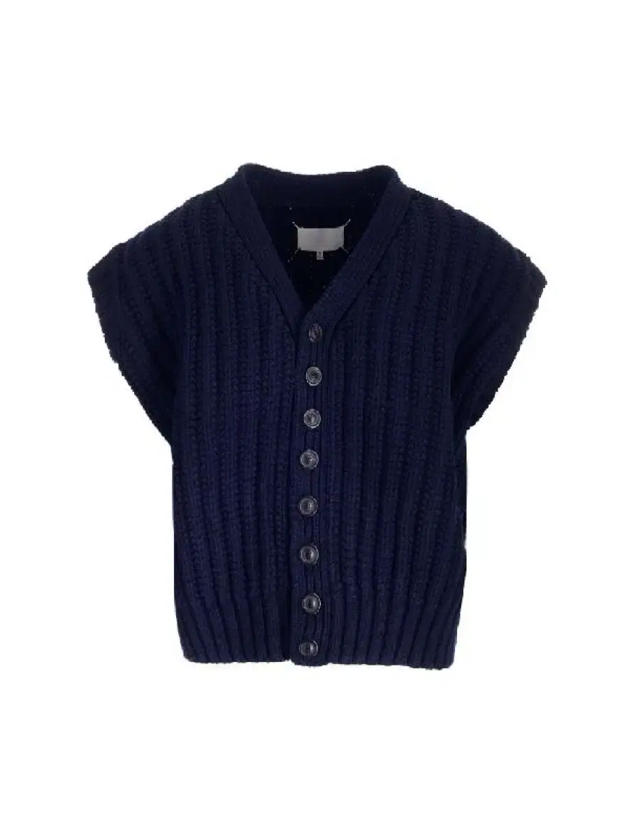 Margiela Backstitch Cable Wool Knit Cardigan Navy